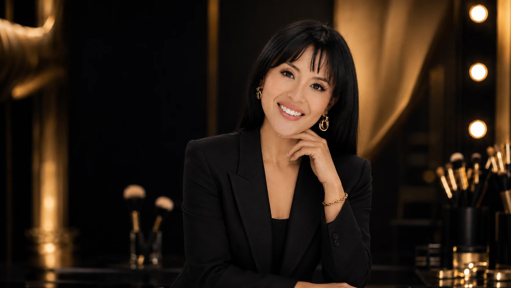 Carolina Alvarado, fundadora de C•A Academy, en un estudio de maquillaje profesional